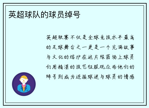 英超球队的球员绰号